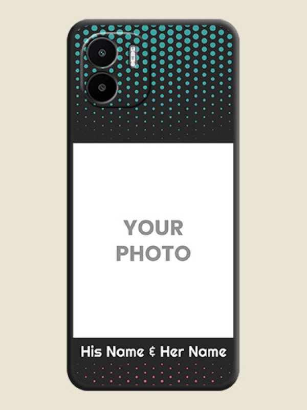 Custom Faded Dots with Grunge Photo Frame and Text on Space Black Custom Soft Matte Phone Cases - Xiaomi Redmi A2 - alternate view