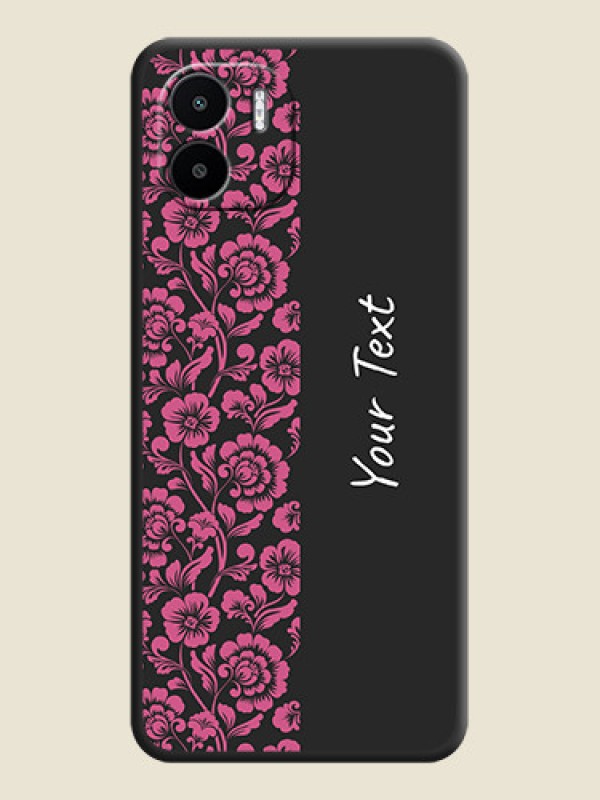 Custom Pink Floral Pattern Design With Custom Text On Space Black Personalized Soft Matte Phone Covers -Xiaomi Redmi A2 - alternate view