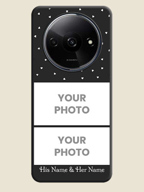 Custom Miniature Love Symbols with Name on Space Black Custom Soft Matte Back Cover - Redmi A3 - alternate view