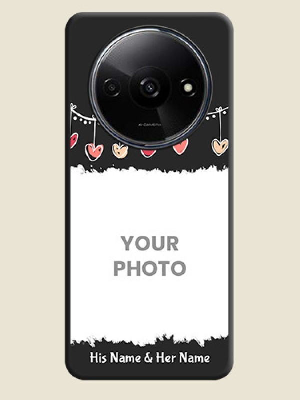 Custom Pink Love Hangings with Name on Space Black Custom Soft Matte Phone Cases - Redmi A3 - alternate view
