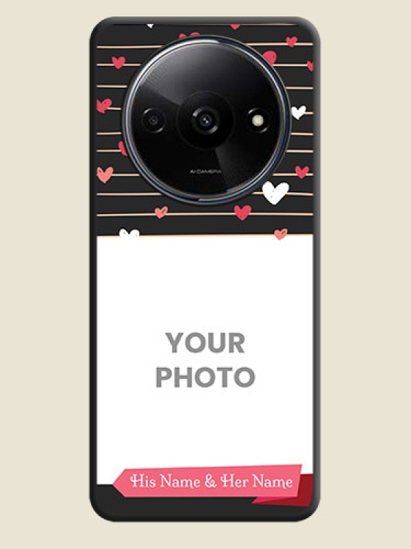 Custom Love Pattern with Name on Pink Ribbon - Photo on Space Black Soft Matte Back Cover - Redmi A3 - alternate view