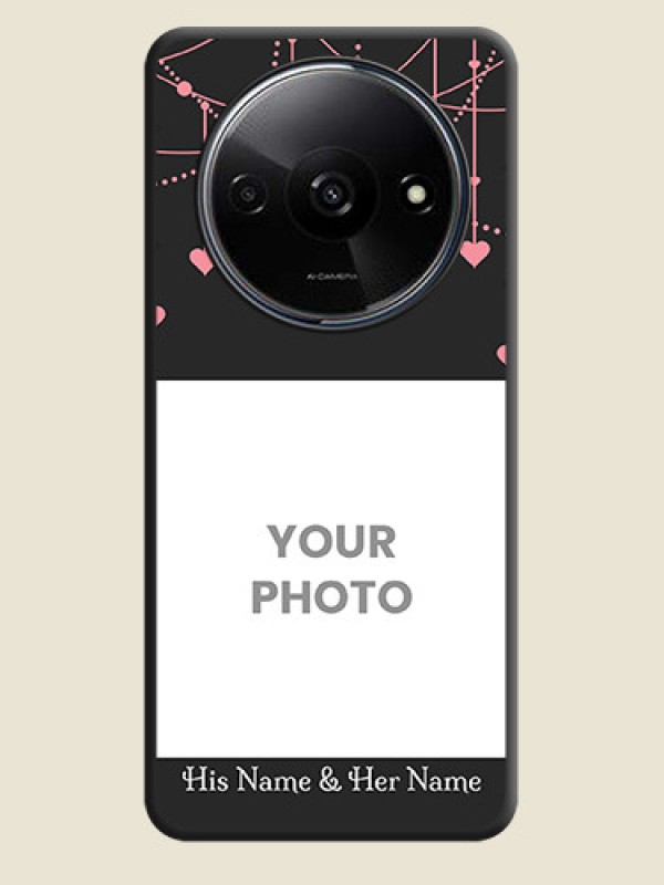 Custom Pink Love Hangings with Text on Space Black Custom Soft Matte Back Cover - Redmi A3 - alternate view