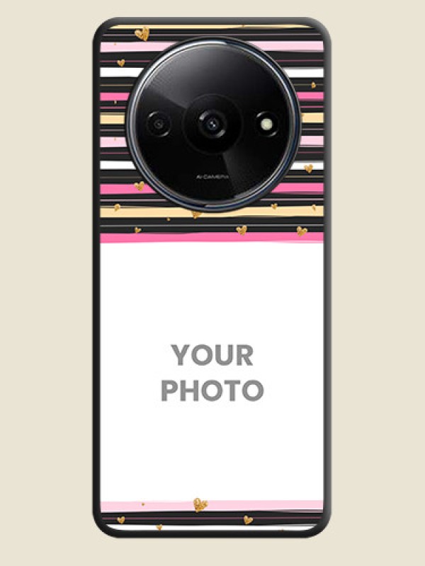 Custom Multicolor Lines and Golden Love Symbols Design - Photo on Space Black Soft Matte Mobile Cover - Redmi A3 - alternate view