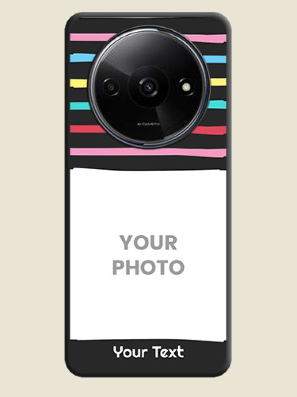 Custom Multicolor Lines with Image on Space Black Personalized Soft Matte Phone Covers - Redmi A3 - alternate view