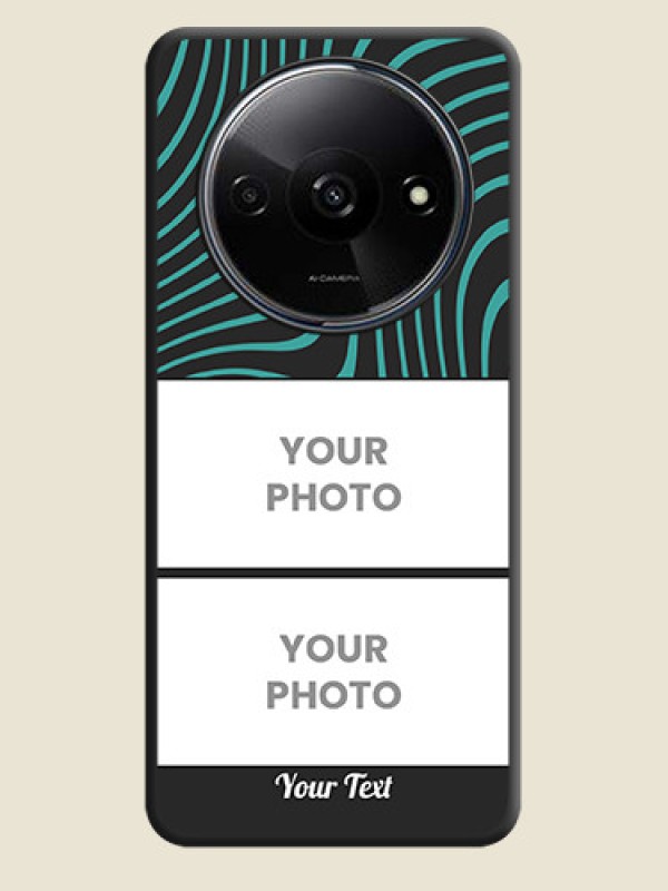 Custom Wave Pattern with 2 Image Holder on Space Black Personalized Soft Matte Phone Covers - Redmi A3 - alternate view