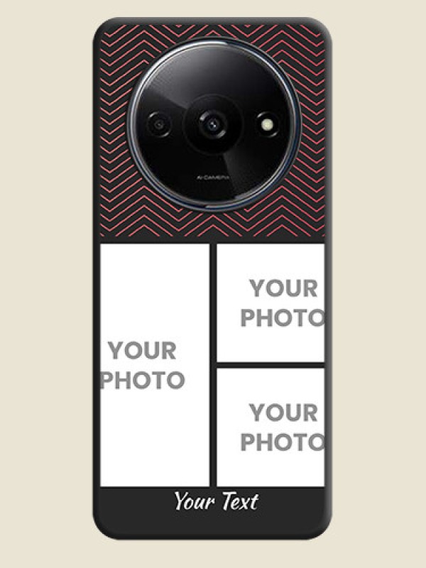 Custom Wave Pattern with 3 Image Holder on Space Black Custom Soft Matte Back Cover - Redmi A3 - alternate view