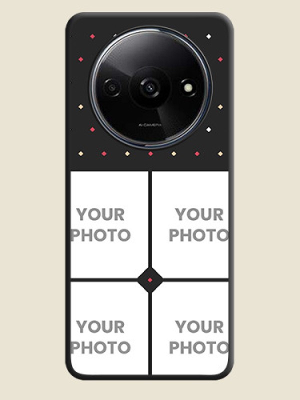 Custom Multicolor Dotted Pattern with 4 Image Holder on Space Black Custom Soft Matte Phone Cases - Redmi A3 - alternate view