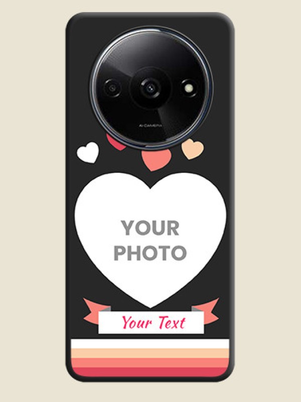 Custom Love Shaped Photo with Colorful Stripes On Space Black Custom Soft Matte Mobile Back Cover - Redmi A3X - alternate view