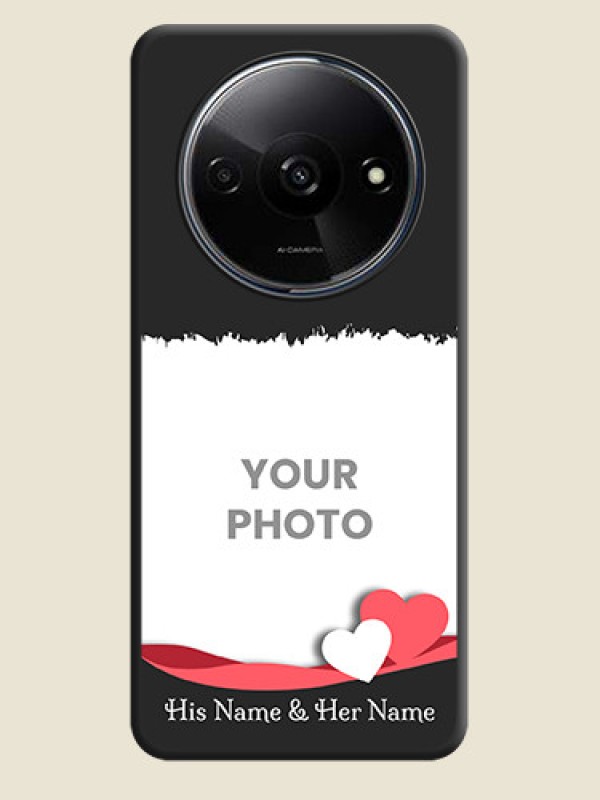 Custom Pin Color Love Shaped Ribbon Design with Text On Space Black Custom Soft Matte Mobile Back Cover - Redmi A3X - alternate view