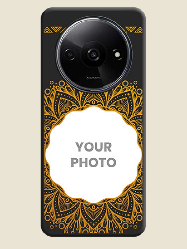 Custom Round Image with Floral Design On Space Black Custom Soft Matte Mobile Back Cover - Redmi A3X - alternate view