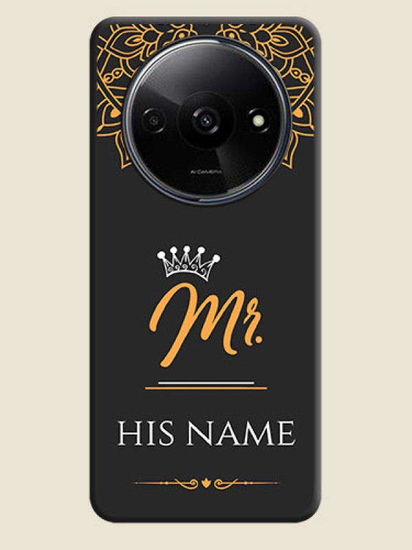 Custom Mr Name with Floral Design On Space Black Custom Soft Matte Mobile Back Cover - Redmi A3X - alternate view