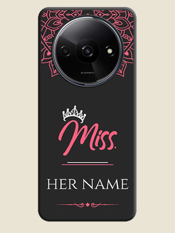 Custom Mrs Name with Floral Design On Space Black Custom Soft Matte Mobile Back Cover - Redmi A3X - alternate view