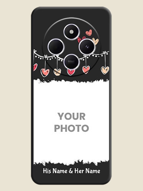 Custom Pink Love Hangings with Name On Space Black Custom Soft Matte Mobile Back Cover - Xiaomi Redmi A4 5G - alternate view