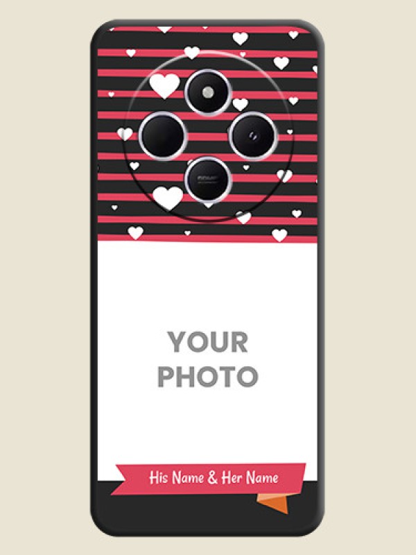 Custom White Color Love Symbols with Pink Lines Pattern On Space Black Custom Soft Matte Mobile Back Cover - Xiaomi Redmi A4 5G - alternate view