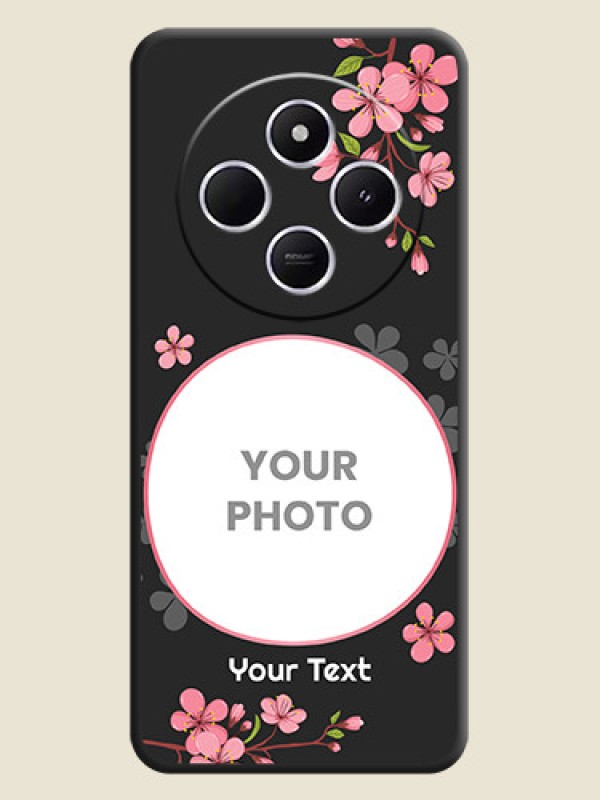 Custom Round Image with Pink Color Floral Design on Photo On Space Black Custom Soft Matte Mobile Back Cover - Xiaomi Redmi A4 5G - alternate view