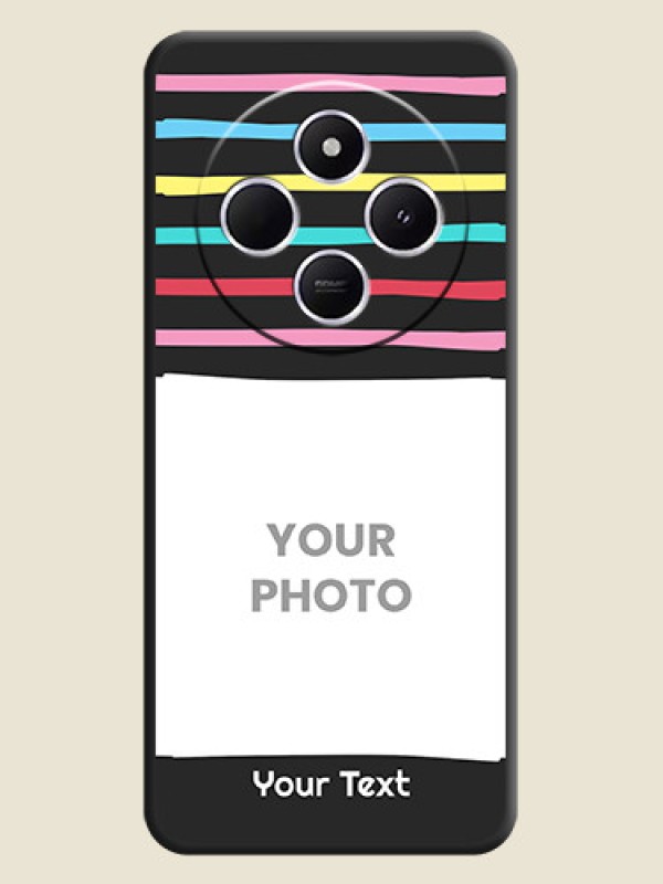 Custom Multicolor Lines with Image On Space Black Custom Soft Matte Mobile Back Cover - Xiaomi Redmi A4 5G - alternate view