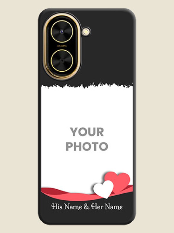 Custom Pin Color Love Shaped Ribbon Design with Text On Space Black Custom Soft Matte Mobile Back Cover - Xiaomi Redmi A5 - alternate view