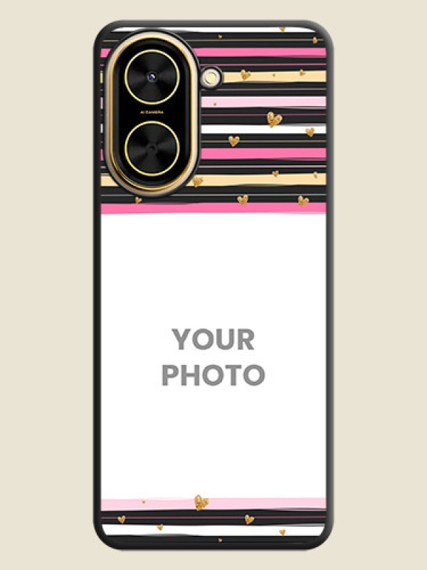 Custom Multicolor Lines and Golden Love Symbols Design on Photo On Space Black Custom Soft Matte Mobile Back Cover - Xiaomi Redmi A5 - alternate view