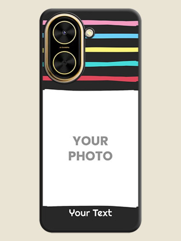 Custom Multicolor Lines with Image On Space Black Custom Soft Matte Mobile Back Cover - Xiaomi Redmi A5 - alternate view