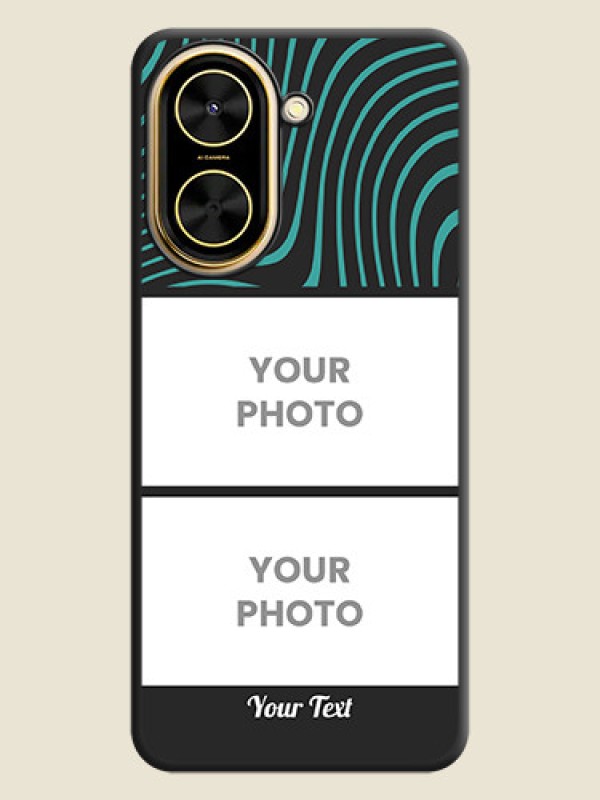 Custom Wave Pattern with 2 Image Holder On Space Black Custom Soft Matte Mobile Back Cover - Xiaomi Redmi A5 - alternate view