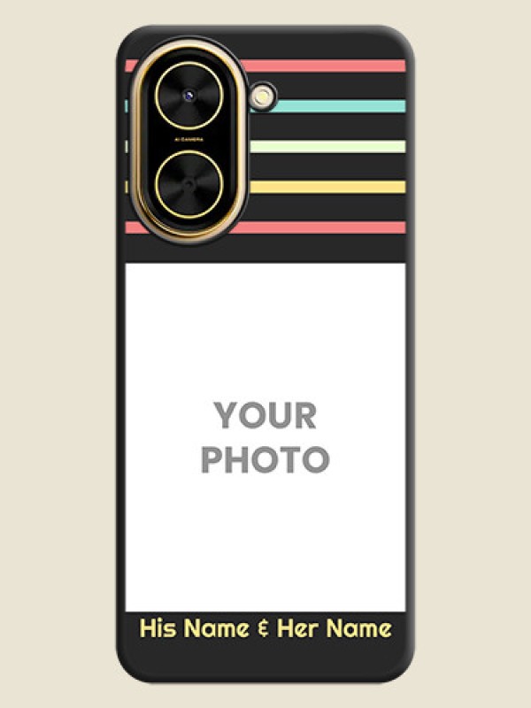 Custom Color Stripes with Photo and Text on Photo On Space Black Custom Soft Matte Mobile Back Cover - Xiaomi Redmi A5 - alternate view