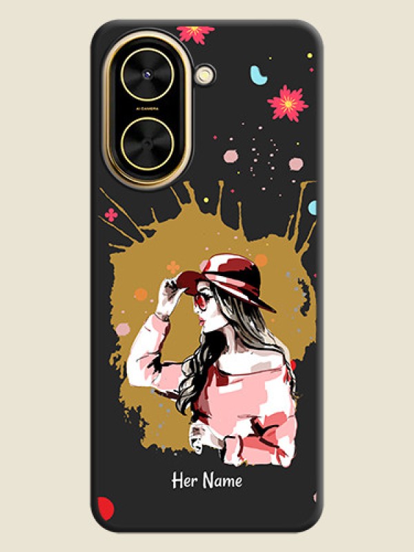 Custom Mordern Lady With Color Splash Background With Custom Text On Space Black Custom Soft Matte Mobile Back Cover - Xiaomi Redmi A5 - alternate view