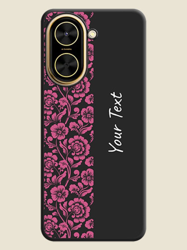 Custom Pink Floral Pattern Design With Custom Text On Space Black Custom Soft Matte Mobile Back Cover - Xiaomi Redmi A5 - alternate view