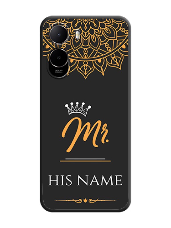 Custom Mr Name with Floral Design On Space Black Custom Soft Matte Mobile Back Cover - Xiaomi Redmi A7 Pro 5G - alternate view