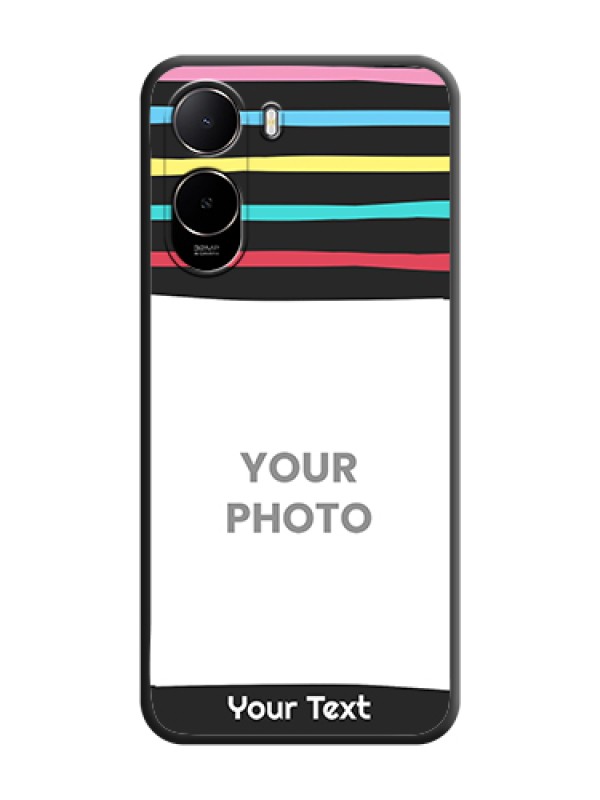 Custom Multicolor Lines with Image On Space Black Custom Soft Matte Mobile Back Cover - Xiaomi Redmi A7 Pro 4G - alternate view