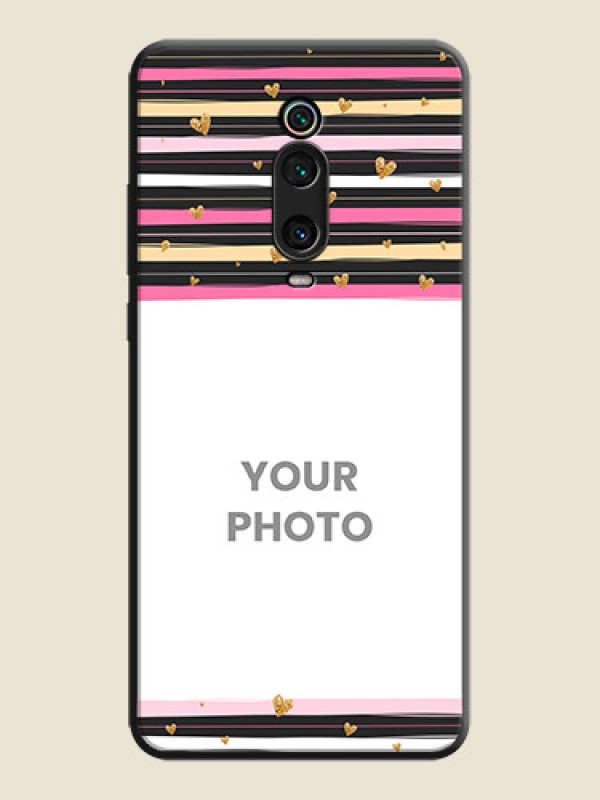 Custom Multicolor Lines and Golden Love Symbols Design - Photo on Space Black Soft Matte Mobile Cover - Redmi K20 Pro - alternate view