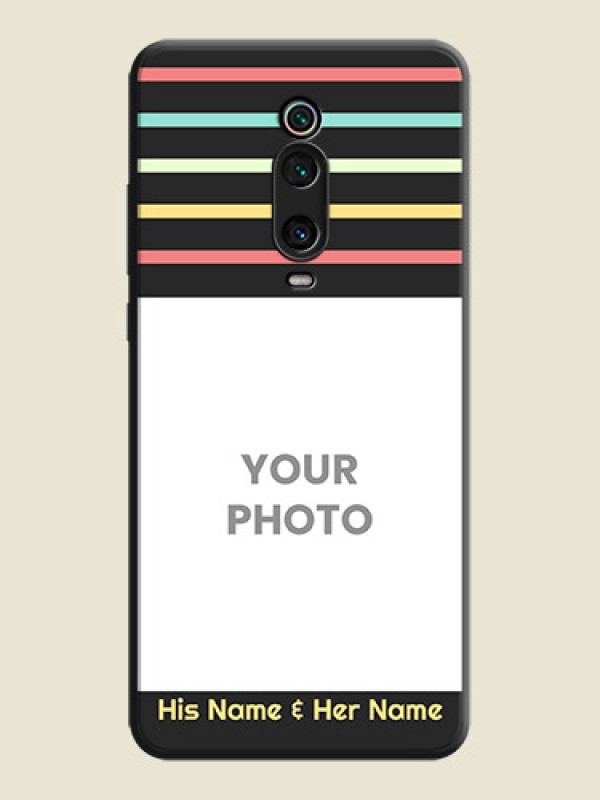 Custom Color Stripes with Photo and Text - Photo on Space Black Soft Matte Mobile Case - Redmi K20 Pro - alternate view