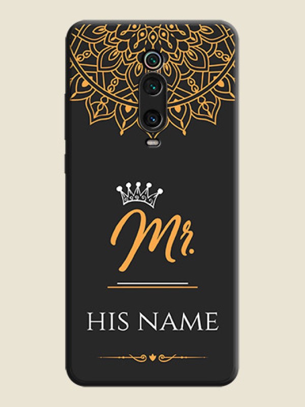 Custom Mr Name with Floral Design  on Personalised Space Black Soft Matte Cases - Redmi K20 Pro - alternate view