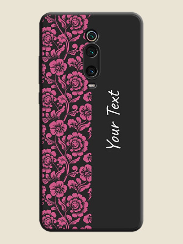 Custom Pink Floral Pattern Design With Custom Text On Space Black Personalized Soft Matte Phone Covers -Xiaomi Redmi K20 Pro - alternate view