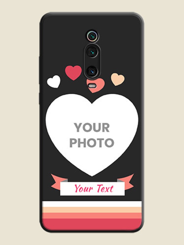 Custom Love Shaped Photo with Colorful Stripes on Personalised Space Black Soft Matte Cases - Redmi K20 - alternate view