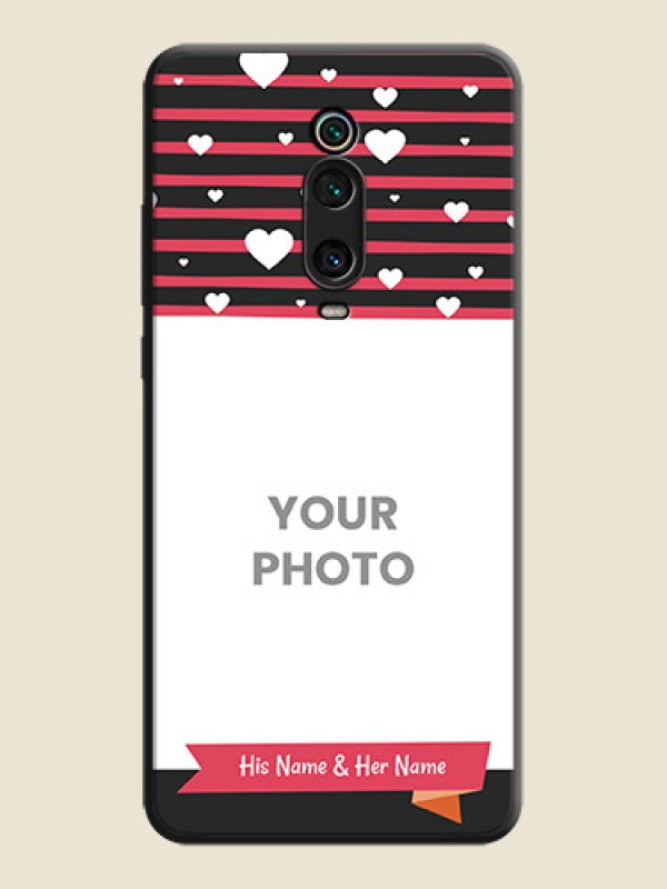 Custom White Color Love Symbols with Pink Lines Pattern on Space Black Custom Soft Matte Phone Cases - Redmi K20 - alternate view
