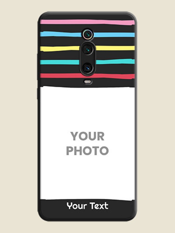 Custom Multicolor Lines with Image on Space Black Personalized Soft Matte Phone Covers - Redmi K20 - alternate view