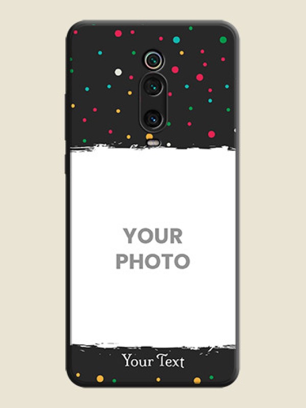 Custom Multicolor Dotted Pattern with Text on Space Black Custom Soft Matte Phone Back Cover - Redmi K20 - alternate view