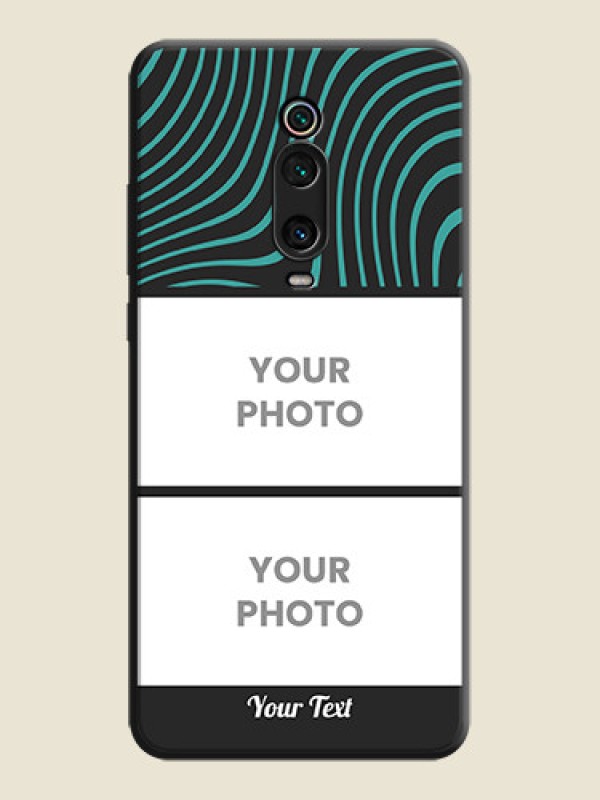 Custom Wave Pattern with 2 Image Holder on Space Black Personalized Soft Matte Phone Covers - Redmi K20 - alternate view