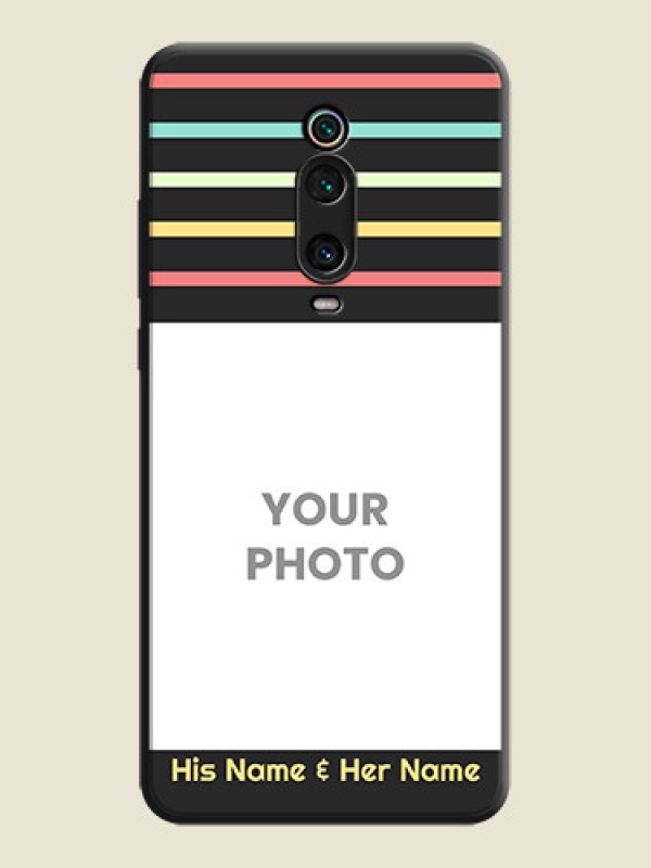 Custom Color Stripes with Photo and Text - Photo on Space Black Soft Matte Mobile Case - Redmi K20 - alternate view