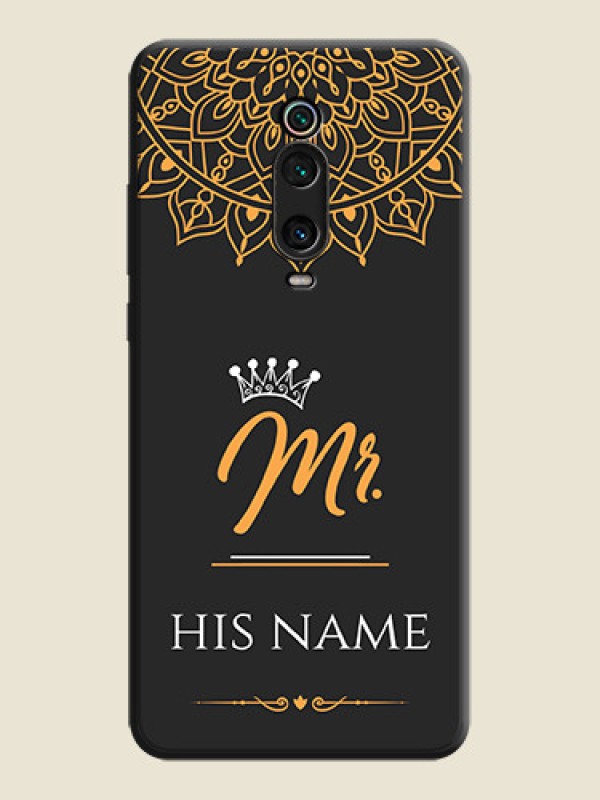 Custom Mr Name with Floral Design  on Personalised Space Black Soft Matte Cases - Redmi K20 - alternate view