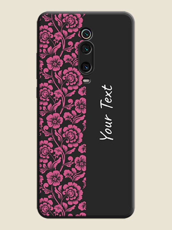 Custom Pink Floral Pattern Design With Custom Text On Space Black Personalized Soft Matte Phone Covers -Xiaomi Redmi K20 - alternate view