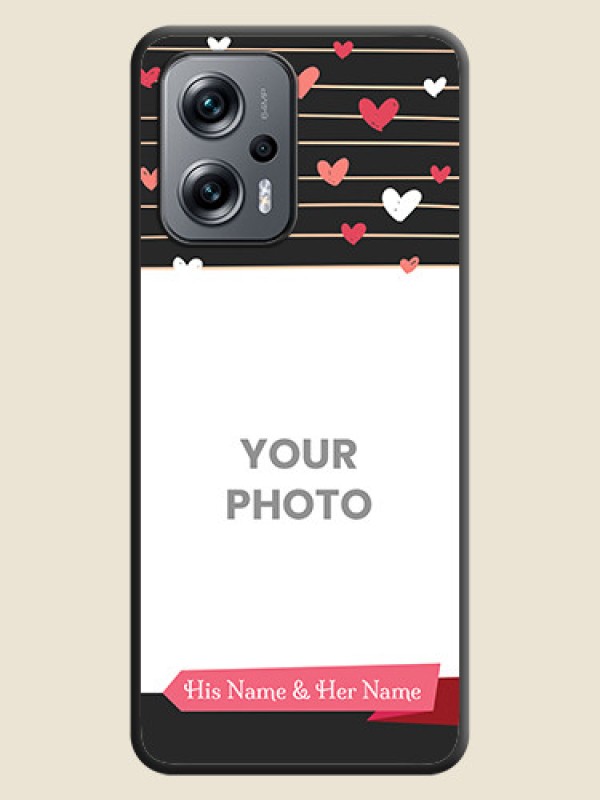 Custom Love Pattern with Name on Pink Ribbon  on Photo on Space Black Soft Matte Back Cover - Xiaomi Redmi K50I 5G - alternate view