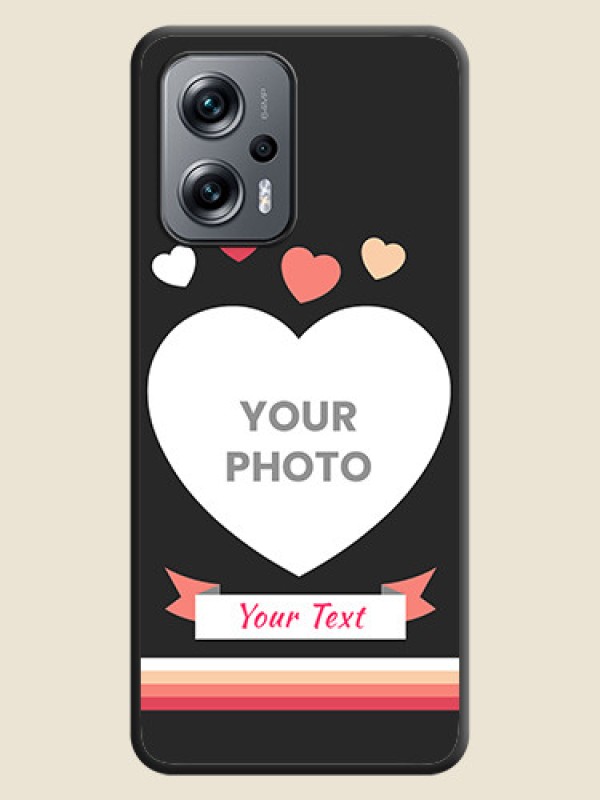 Custom Love Shaped Photo with Colorful Stripes on Personalised Space Black Soft Matte Cases - Xiaomi Redmi K50I 5G - alternate view
