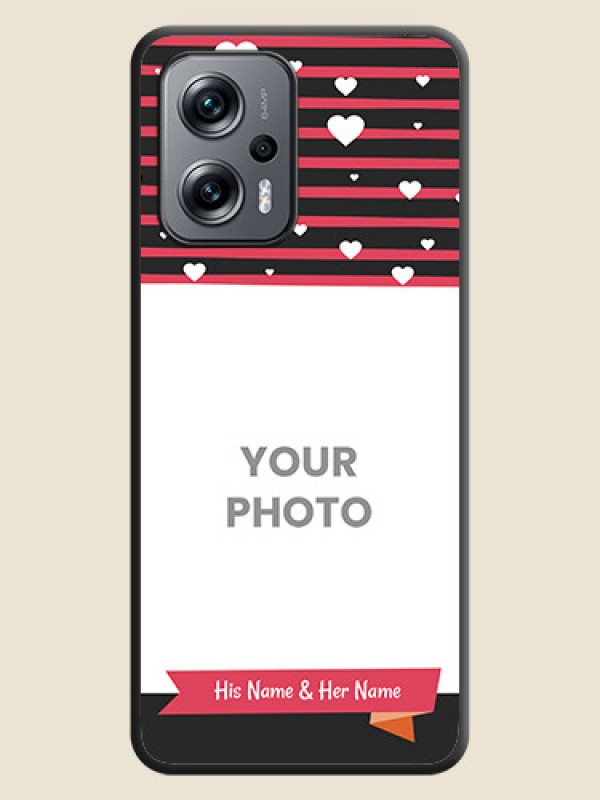 Custom White Color Love Symbols with Pink Lines Pattern on Space Black Custom Soft Matte Phone Cases - Xiaomi Redmi K50I 5G - alternate view