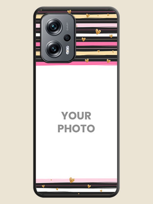 Custom Multicolor Lines and Golden Love Symbols Design on Photo on Space Black Soft Matte Mobile Cover - Xiaomi Redmi K50I 5G - alternate view