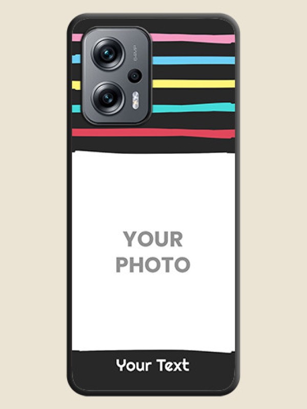 Custom Multicolor Lines with Image on Space Black Personalized Soft Matte Phone Covers - Xiaomi Redmi K50I 5G - alternate view
