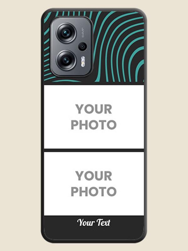 Custom Wave Pattern with 2 Image Holder on Space Black Personalized Soft Matte Phone Covers - Xiaomi Redmi K50I 5G - alternate view