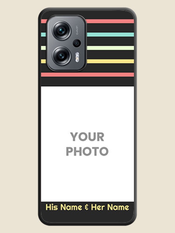 Custom Color Stripes with Photo and Text on Photo on Space Black Soft Matte Mobile Case - Xiaomi Redmi K50I 5G - alternate view