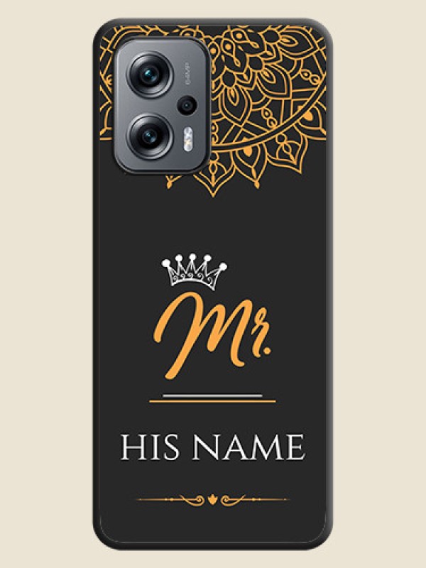 Custom Mr Name with Floral Design  on Personalised Space Black Soft Matte Cases - Xiaomi Redmi K50I 5G - alternate view