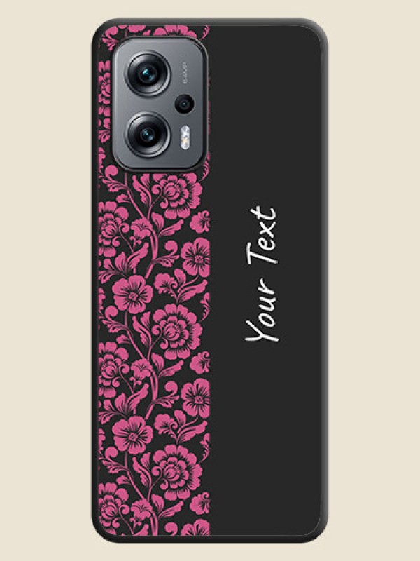 Custom Pink Floral Pattern Design With Custom Text On Space Black Personalized Soft Matte Phone Covers -Xiaomi Redmi K50I 5G - alternate view